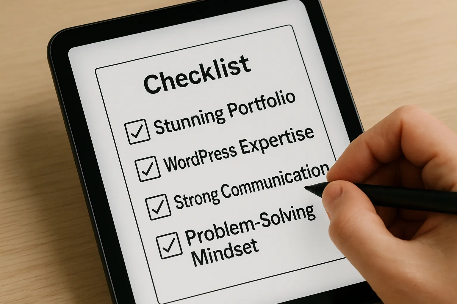 A checklist highlighting the key criteria for hiring a successful freelance web designer.