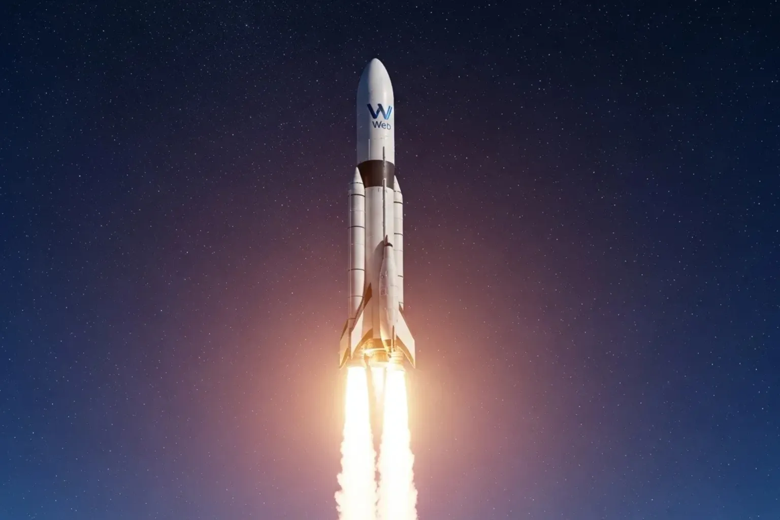 A rocket launching, symbolizing the powerful growth a business can achieve with the right web developer agency.