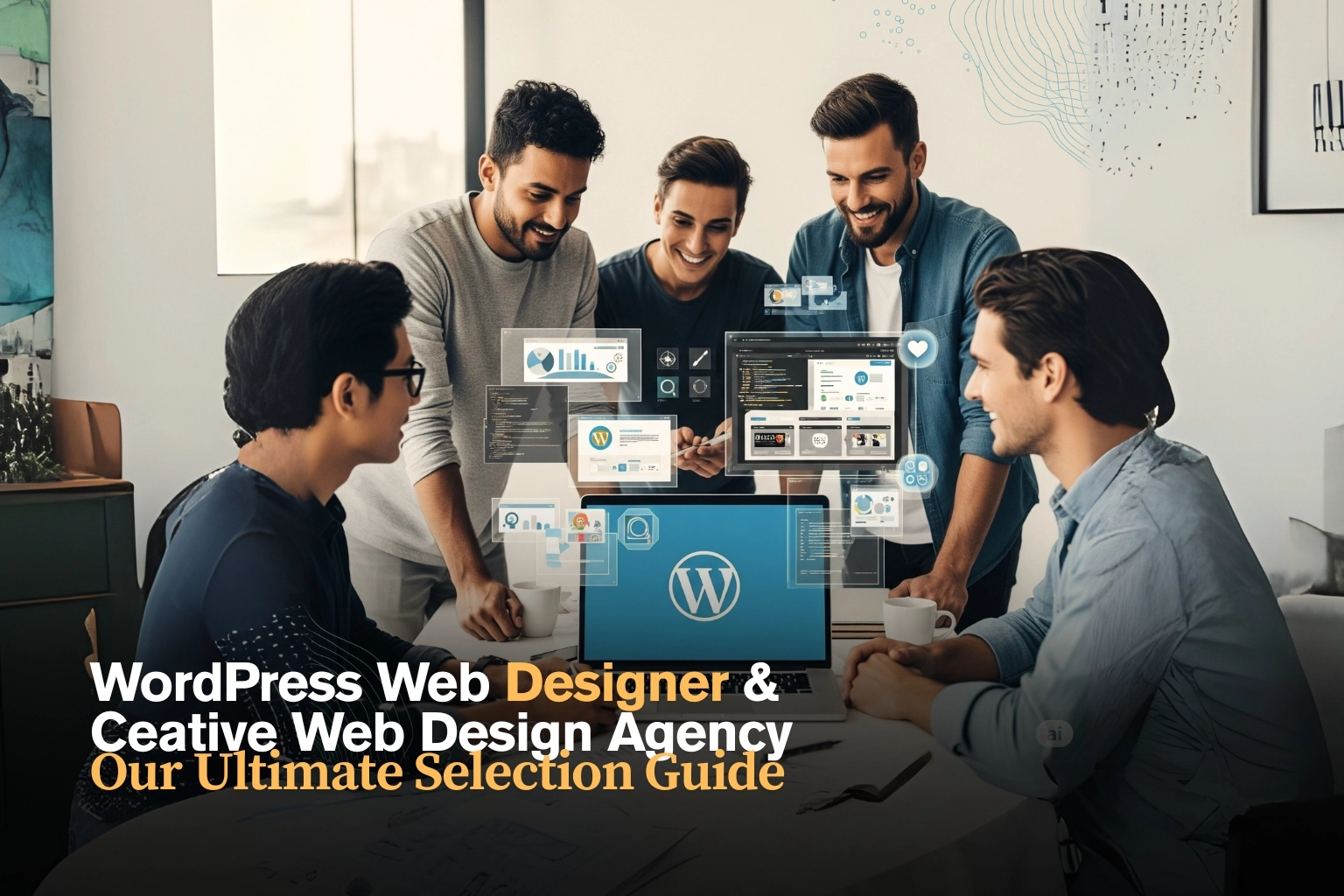Creative web design agency team in Dhaka collaborating on WordPress website mockups.by sharmin akter sufia
