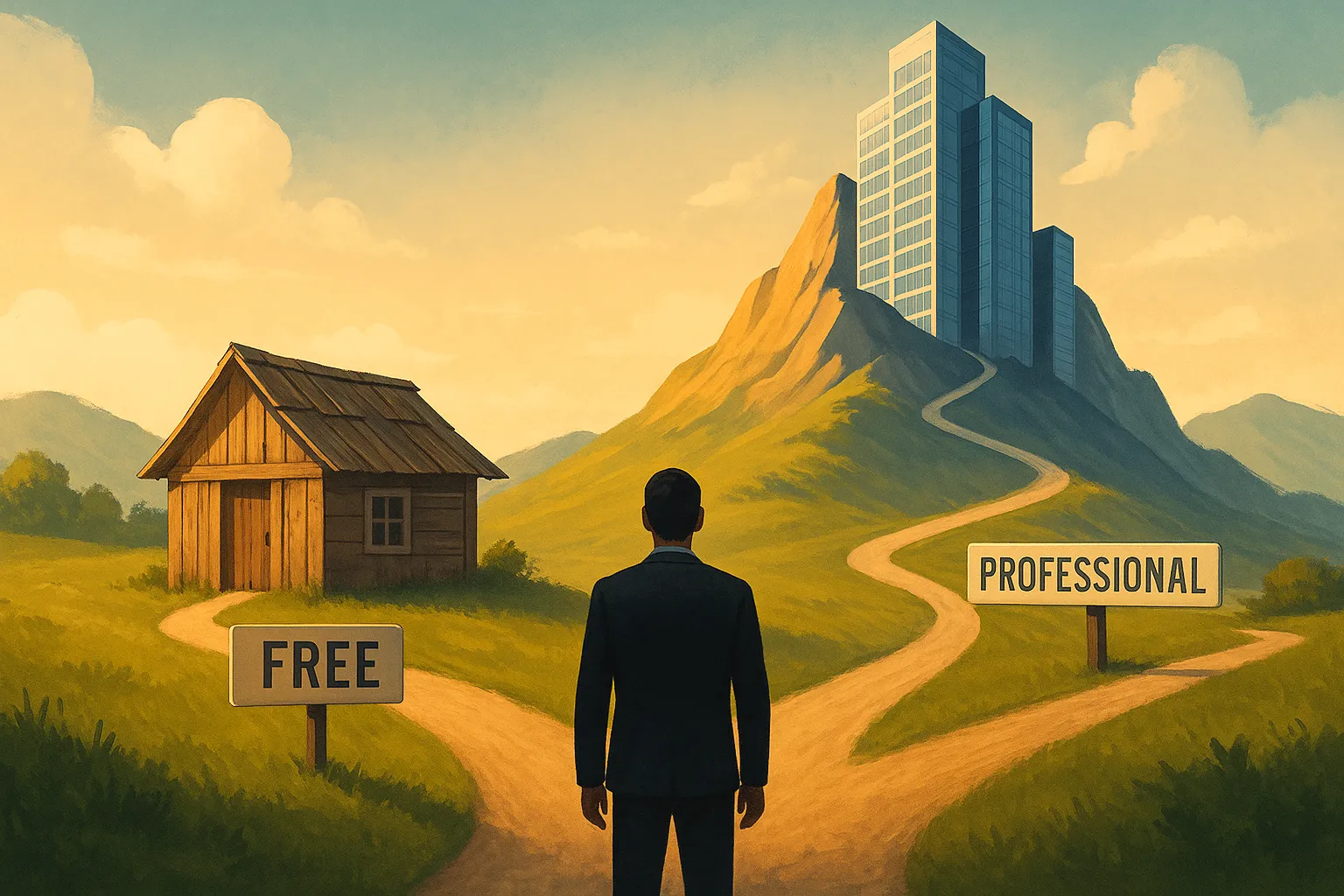 A before-and-after comparison of a website made with a free website builder versus one from a professional website design company.